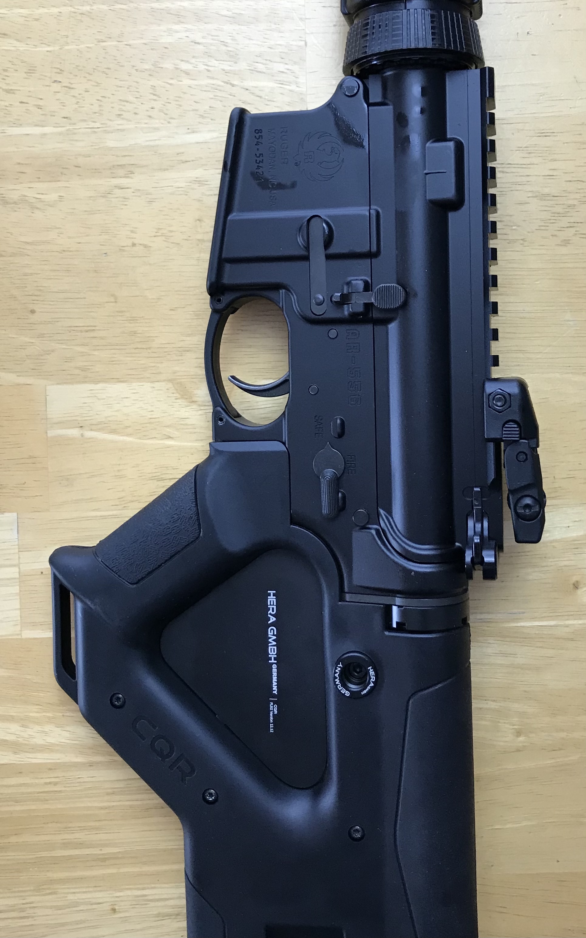 New In Box Ruger AR 556 CA Compliant With Hera CQR Featureless Stock 