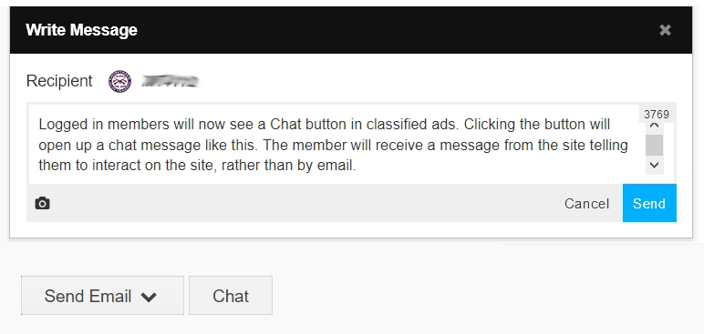 Logged in Members Now Automatically Post Ad Links on The News Feed and Find Chat Buttons in Ads