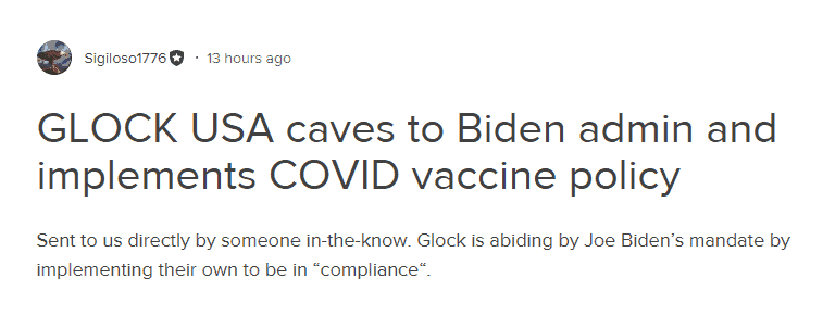 GLOCK USA implements COVID vaccine employment policy? Does it matter to you?