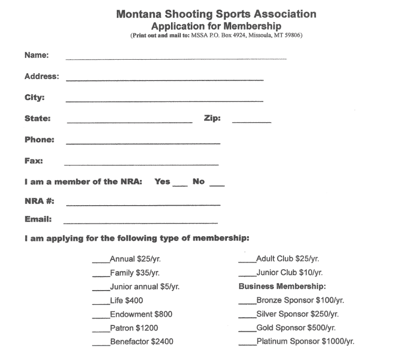 PDF Montana Shooting Sports Association Membership Application