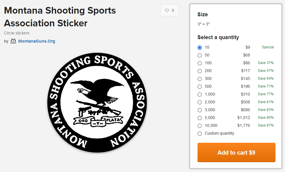 100% of proceeds from Montana Shooting Sports Association sticker purchases will be donated to MSSA